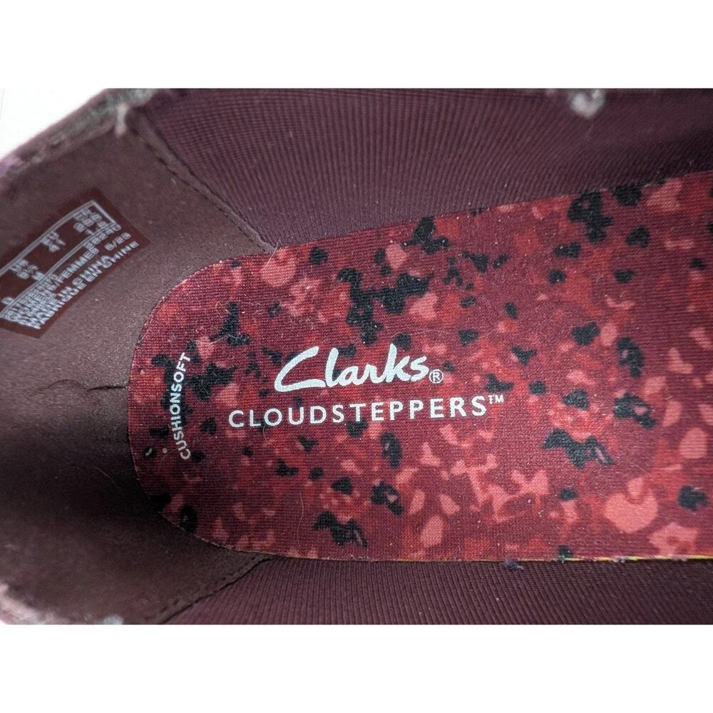Clarks Cloud Women's Breeze Sol Slip On Flats Shoes Burgundy Size 9.5 M Comfort